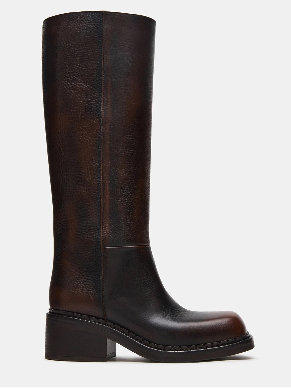 Steve Madden Davos Tall Over-the-Knee Leather Boots in Dark Brown